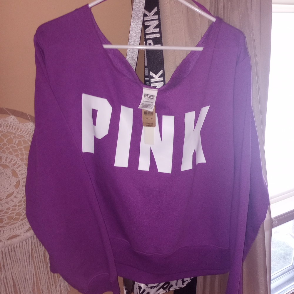 PINK Victoria's Secret Purple Off-the-Shoulder Sweater
